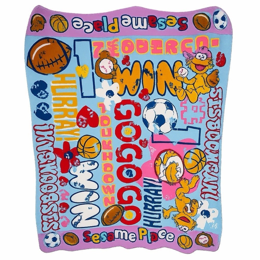 Sesame Place‎ Sesame Street Elmo Zoe Sports Fleece Blanket Throw 50x60 2007